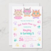 Kleurrijke Cat-Tastic Paw-ty Schattigee Kitty Cat  Kaart (Voorkant)