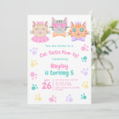 Kleurrijke Cat-Tastic Paw-ty Schattigee Kitty Cat  Kaart (Staand voorkant)