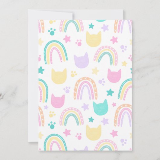 Kleurrijke Cat-Tastic Paw-ty Schattigee Kitty Cat  Kaart (Achterkant)