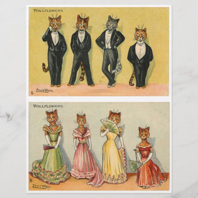 Kleurrijke Cat Wallflowers van Louis Wain (Voorkant)