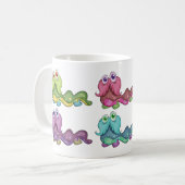 Kleurrijke Caterpillar personages leuk grillig Koffiemok (Voorkant links)