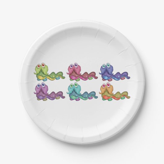Kleurrijke Caterpillar personages leuk grillig Papieren Bordje (Voorkant)