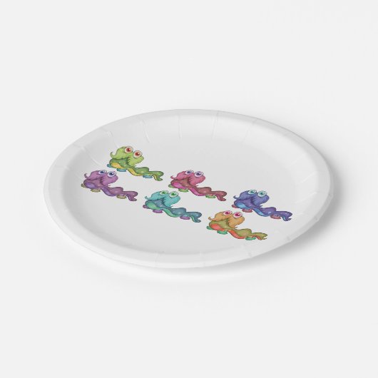 Kleurrijke Caterpillar personages leuk grillig Papieren Bordje (Gekanteld)