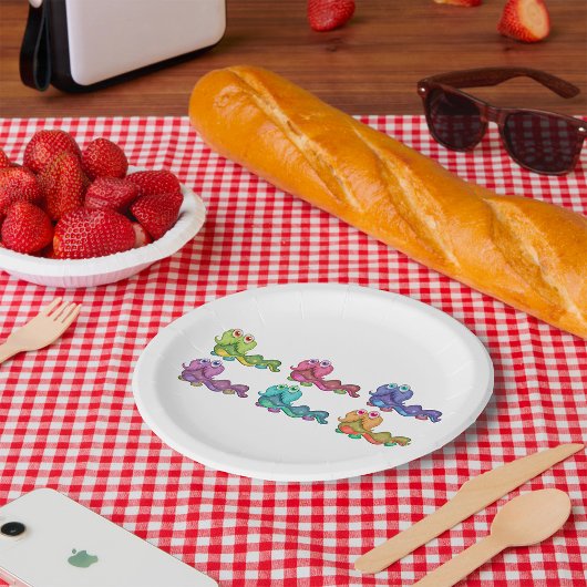 Kleurrijke Caterpillar personages leuk grillig Papieren Bordje