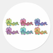 Kleurrijke Caterpillar personages leuk grillig Ronde Sticker (Voorkant)