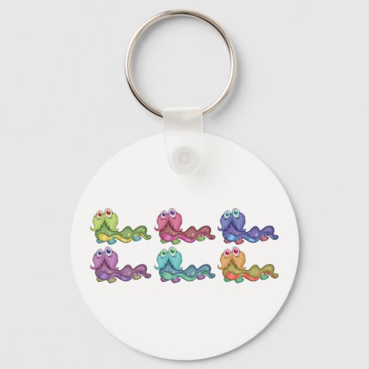Kleurrijke Caterpillar personages leuk grillig Sleutelhanger (Achterkant)