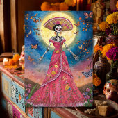 Kleurrijke Catrina Onder Volle Maan Dag van de Dod Kaart