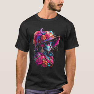 Kleurrijke Catrina Suiker Schedel Dia De Los Muert T-shirt