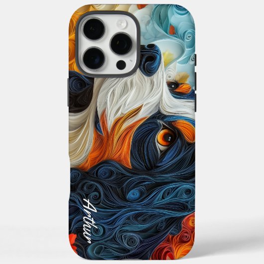 Kleurrijke Cavalier King Charles Portret Case-Mate iPhone Case (Achterkant)