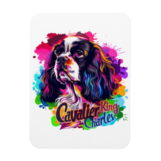 Kleurrijke Cavalier King Charles Spaniel Levendige Magneet (Verticaal)