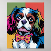 Kleurrijke Cavalier King Charles Spaniel Pop Art Poster (Voorkant)