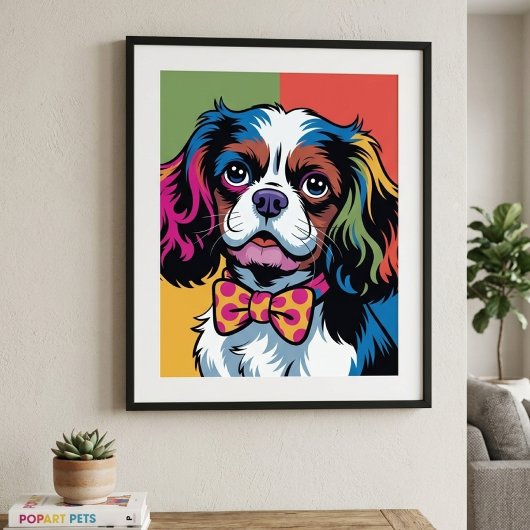 Kleurrijke Cavalier King Charles Spaniel Pop Art Poster