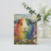 Kleurrijke Cavia in de Weide Briefkaart (Staand voorkant)