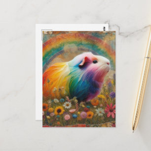 Kleurrijke Cavia in de Weide Collage Briefkaart