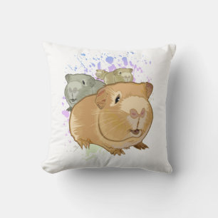 Kleurrijke Cavia Trio Regenboog Verfspatten Deco Kussen