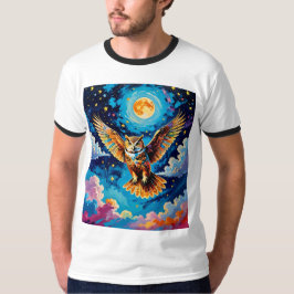 Kleurrijke Celestial Owl Flight T Shirt