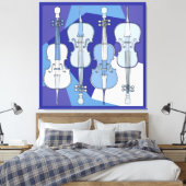 Kleurrijke cello blues canvas afdruk (Insitu (Slaapkamer))