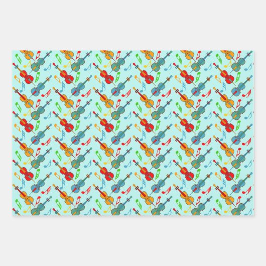 Kleurrijke cello Muzieknoten inpakpapier vellen (Voorkant 3)