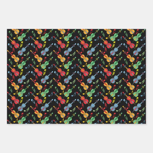 Kleurrijke cello Muzieknoten inpakpapier vellen (Voorkant 2)