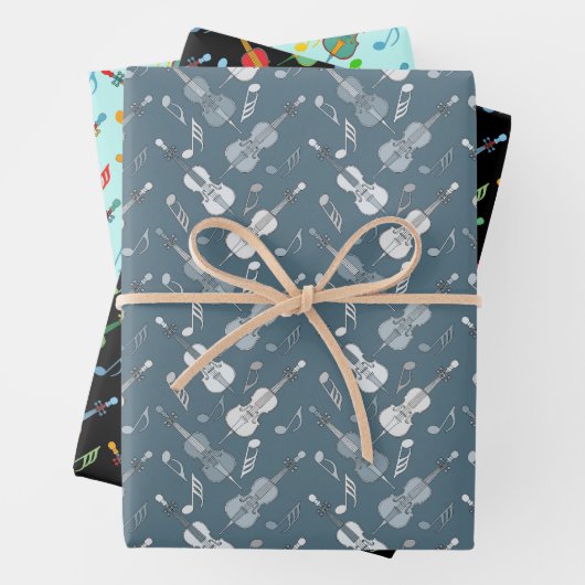 Kleurrijke cello Muzieknoten inpakpapier vellen (In situ)