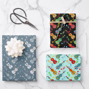Kleurrijke cello Muzieknoten inpakpapier vellen