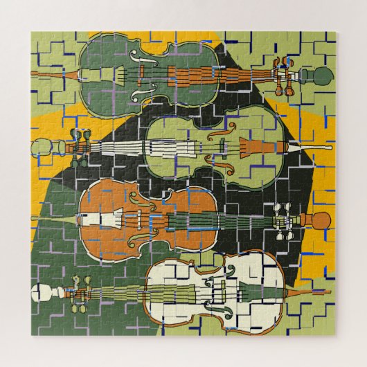 Kleurrijke Cellos Pattern Blues Legpuzzel (Horizontaal)