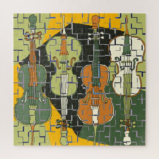 Kleurrijke Cellos Pattern Blues Legpuzzel (Verticaal)