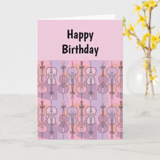 Kleurrijke Cellos Verjaardag Kaart (Gele Bloem)