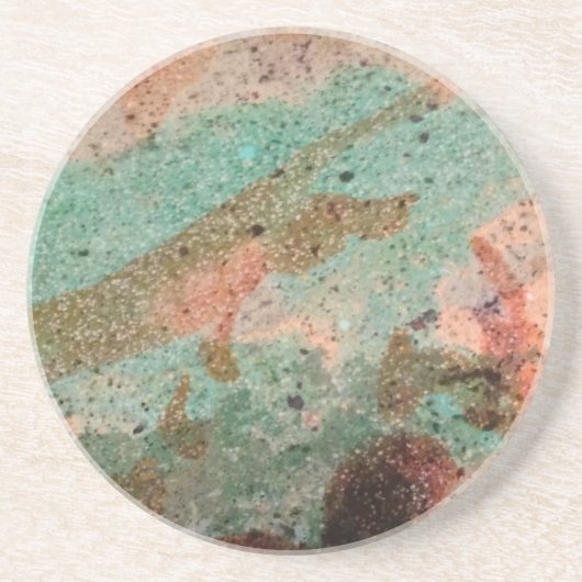 Kleurrijke cementbalk bovenaan zandsteen onderzetter (Voorkant)