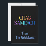 Kleurrijke Chag Sameach JoodseFeestdagGroet Feestdagenkaart<br><div class="desc">Een modern,  kleurrijk Chag Sameach tekstontwerp dat 'prettige feestdagen' betekent,  is een geschikte groet voor veel verschillende Joodse feestdagen.</div>
