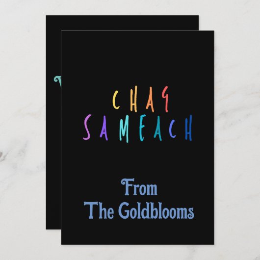 Kleurrijke Chag Sameach JoodseFeestdagGroet Feestdagenkaart (Voorkant / Achterkant)