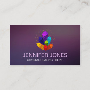 Kleurrijke Chakra Healing Crystals Cluster Visitekaartje