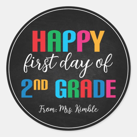 Kleurrijke Chalkboard 2e klas School Sticker (Voorkant)