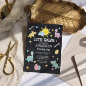 Kleurrijke Chalkboard Dinosaurus 1e Verjaardag Kaart