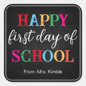 Kleurrijke Chalkboard School Sticker (vierkant) (Voorkant)