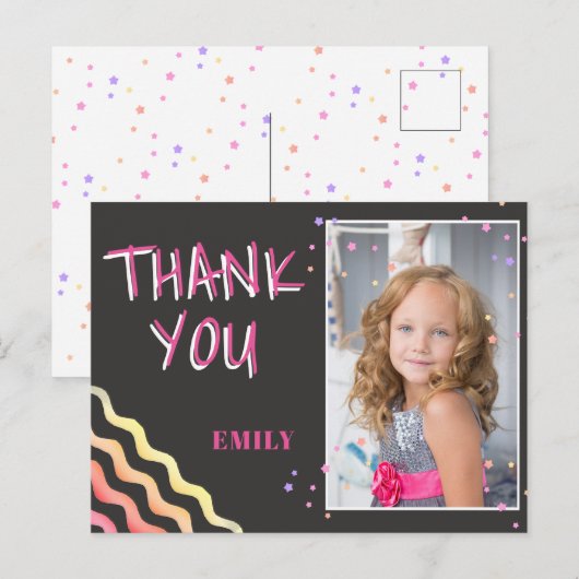 Kleurrijke Chalkboard Verjaardag Dank u Foto Briefkaart (Voorkant / Achterkant)