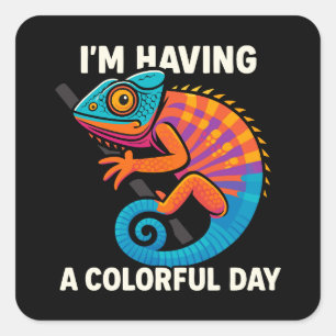 Kleurrijke Chameleon Hagedis Life Rainbow Reptile Vierkante Sticker