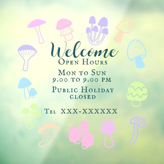 Kleurrijke Champignon Raamsticker (Vel 3)