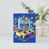 Kleurrijke Chanoeka 2023 Briefkaart (Staand voorkant)
