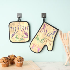 Kleurrijke Chanoeka / Chanoeka Ovenwant & Pannenlap Set