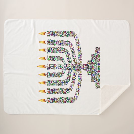 Kleurrijke Chanoeka-kaars Sherpa Deken (Voorkant (horizontaal))