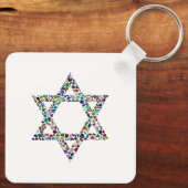 Kleurrijke Chanoeka-kaars Sleutelhanger (Achterkant)