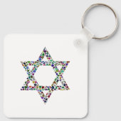 Kleurrijke Chanoeka-kaars Sleutelhanger (Achterkant)