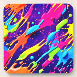 Kleurrijke Chaos in Abstracte Splatter Bier Onderzetter