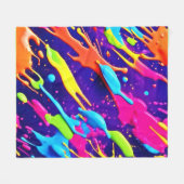 Kleurrijke Chaos in Abstracte Splatter Fleece Deken (Voorkant (Horizontaal))