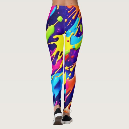 Kleurrijke Chaos in Abstracte Splatter Leggings (Achterkant)