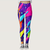 Kleurrijke Chaos in Abstracte Splatter Leggings (Voorkant)