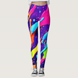 Kleurrijke Chaos in Abstracte Splatter Leggings