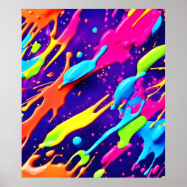 Kleurrijke Chaos in Abstracte Splatter Poster