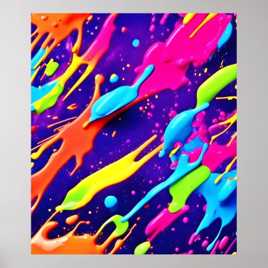 Kleurrijke Chaos in Abstracte Splatter Poster (Voorkant)